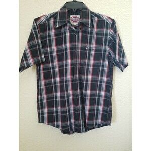 Mens Larro Short Sleeve Button Down Plaid Shirt Size M